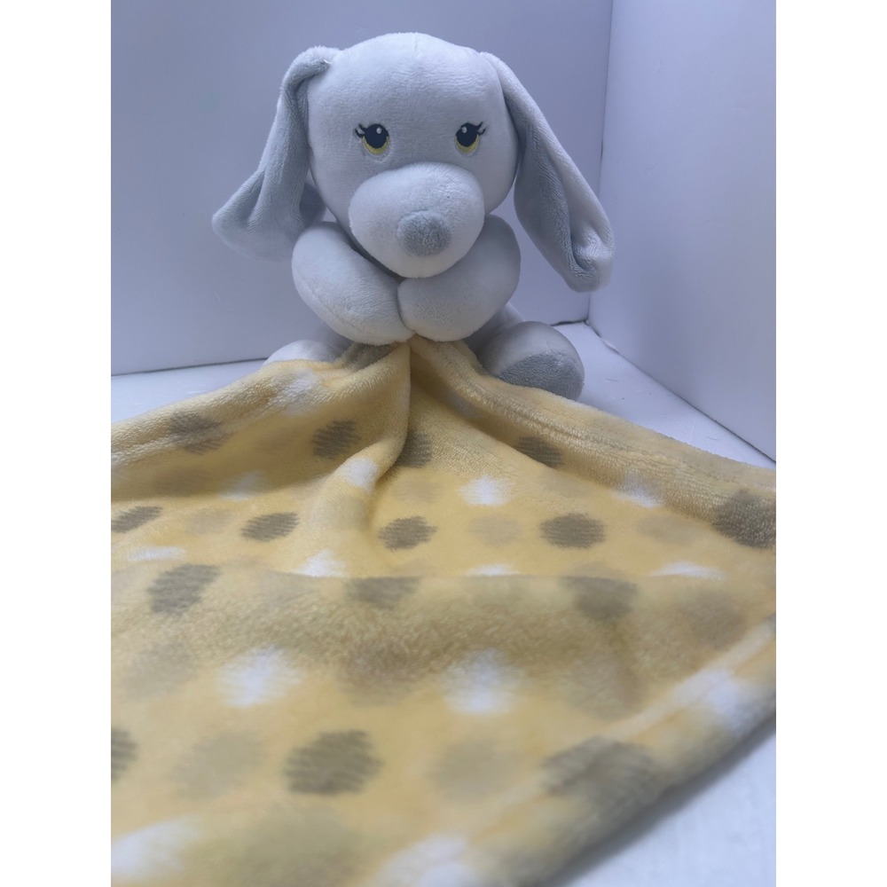Little Beginnings White Puppy Dog Yellow Polka Dot Baby Security Blanket Lovie